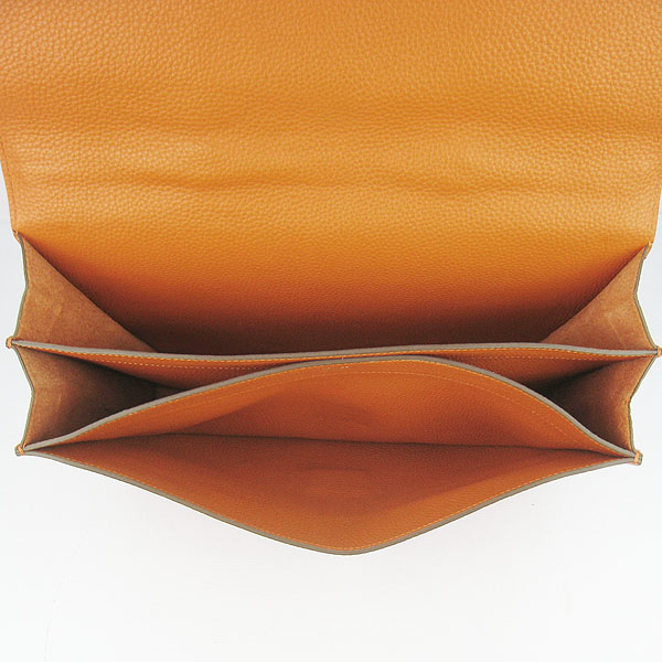 Fake Hermes Leather Small Briefcase Orange 2813 - Click Image to Close